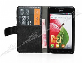 LG Optimus L7 2 Czdanl Standl Deri Klf Siyah