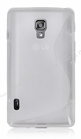 LG Optimus L7 2 Desenli effaf Beyaz Silikon Klf