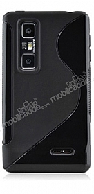 LG P720 Optimus 3D Max Desenli Siyah Silikon Klf