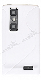 LG P720 Optimus 3D Max Desenli Beyaz Silikon Klf