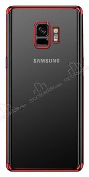 LIGKUS Samsung Galaxy S9 Krmz Kenarl effaf Silikon Klf