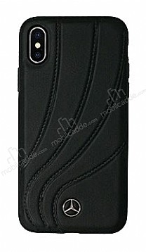 Mercedes-Benz iPhone X / XS Gerek Deri Siyah Rubber Klf