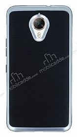 Motomo General Mobile GM 5 Plus Silver Kenarl Siyah Silikon Klf
