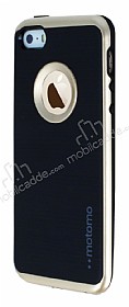 Motomo iPhone SE / 5 / 5S Gold Kenarl Siyah Silikon Klf