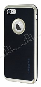 Motomo iPhone 7 Gold Kenarl Siyah Silikon Klf