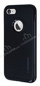 Motomo iPhone 7 Siyah Kenarl Siyah Silikon Klf
