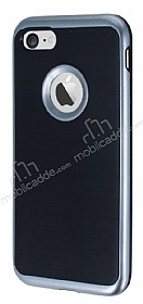 Motomo iPhone 7 Dark Silver Kenarl Siyah Silikon Klf