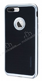 Motomo iPhone 7 Plus Silver Kenarl Siyah Silikon Klf