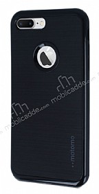 Motomo iPhone 7 Plus Siyah Kenarl Siyah Silikon Klf