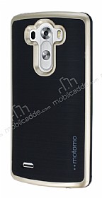 Motomo LG G3 Gold Kenarl Siyah Silikon Klf