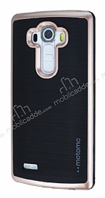 Motomo LG G4 Rose Gold Kenarl Siyah Silikon Klf