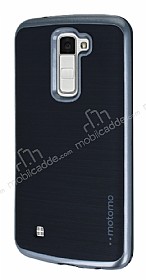 Motomo LG K10 Dark Silver Kenarl Siyah Silikon Klf