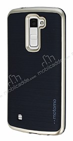 Motomo LG K10 Gold Kenarl Siyah Silikon Klf