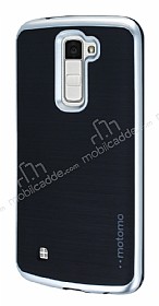 Motomo LG K10 Silver Kenarl Siyah Silikon Klf
