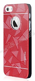 Motomo Prizma iPhone SE / 5 / 5S Metal Krmz Rubber Klf