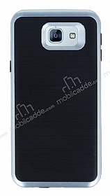Motomo Samsung Galaxy A8 2016 Silver Kenarl Siyah Silikon Klf