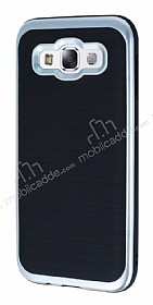 Motomo Samsung Galaxy E5 Silver Kenarl Siyah Silikon Klf