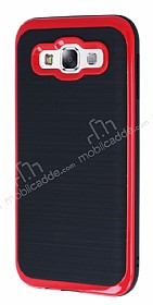Motomo Samsung Galaxy E5 Krmz Kenarl Siyah Silikon Klf