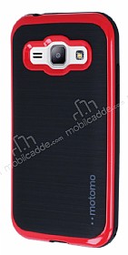 Motomo Samsung Galaxy J1 Krmz Kenarl Siyah Silikon Klf