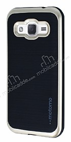 Motomo Samsung Galaxy J2 Gold Kenarl Siyah Silikon Klf