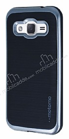 Motomo Samsung Galaxy J2 Silver Kenarl Siyah Silikon Klf