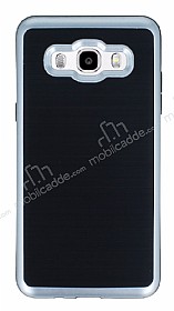 Motomo Samsung Galaxy J5 2016 Silver Kenarl Siyah Silikon Klf