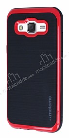 Motomo Samsung Galaxy J5 Krmz Kenarl Siyah Silikon Klf