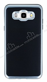 Motomo Samsung Galaxy J7 2016 Silver Kenarl Siyah Silikon Klf