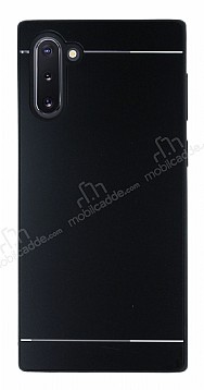Motomo Samsung Galaxy Note 10 Silikon Kenarl Siyah Metal Klf