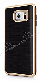 Motomo Samsung Galaxy Note 5 Gold Kenarl Siyah Silikon Klf