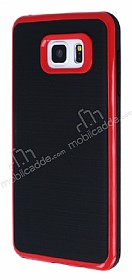 Motomo Samsung Galaxy Note 5 Krmz Kenarl Siyah Silikon Klf