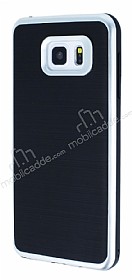 Motomo Samsung Galaxy Note 5 Silver Kenarl Siyah Silikon Klf