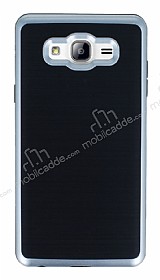 Motomo Samsung Galaxy On7 Silver Kenarl Siyah Silikon Klf