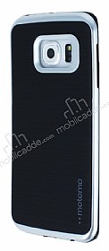 Motomo Samsung Galaxy S6 Edge Silver Kenarl Siyah Silikon Klf