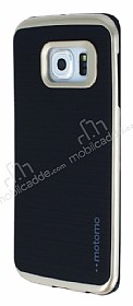 Motomo Samsung Galaxy S6 Edge Gold Kenarl Siyah Silikon Klf