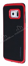 Motomo Samsung Galaxy S6 Edge Krmz Kenarl Siyah Silikon Klf