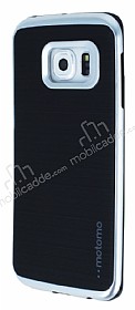Motomo Samsung Galaxy S6 Edge Plus Silver Kenarl Siyah Silikon Klf