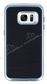 Motomo Samsung Galaxy S7 Silver Kenarl Siyah Silikon Klf