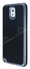 Motomo Samsung N9000 Galaxy Note 3 Dark Silver Kenarl Siyah Silikon Klf