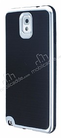 Motomo Samsung N9000 Galaxy Note 3 Silver Kenarl Siyah Silikon Klf