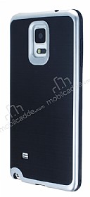 Motomo Samsung N9100 Galaxy Note 4 Silver Kenarl Siyah Silikon Klf