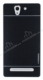 Motomo Sony Xperia C3 Metal Siyah Rubber Klf