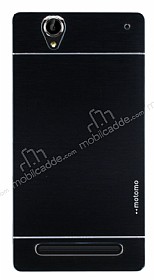 Motomo Sony Xperia T2 Ultra Metal Siyah Rubber Klf