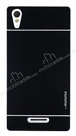 Motomo Sony Xperia T3 Metal Siyah Rubber Klf