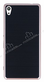 Motomo Sony Xperia XA Ultra Rose Gold Kenarl Siyah Silikon Klf