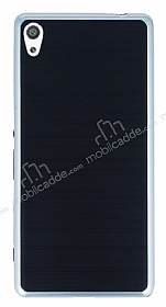 Motomo Sony Xperia XA Ultra Silver Kenarl Siyah Silikon Klf