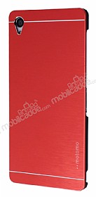 Motomo Sony Xperia Z3 Metal Krmz Rubber Klf