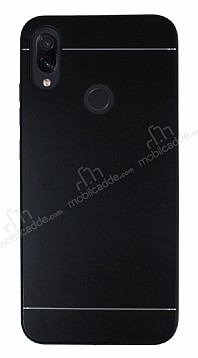 Motomo Xiaomi Redmi Note 7 Silikon Kenarl Siyah Metal Klf