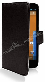 Motorola Moto G Czdanl Yan Kapakl Siyah Deri Klf
