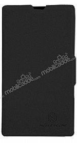 Nillkin Nokia Lumia 520 / 525 Yan Kapakl Siyah Deri Klf